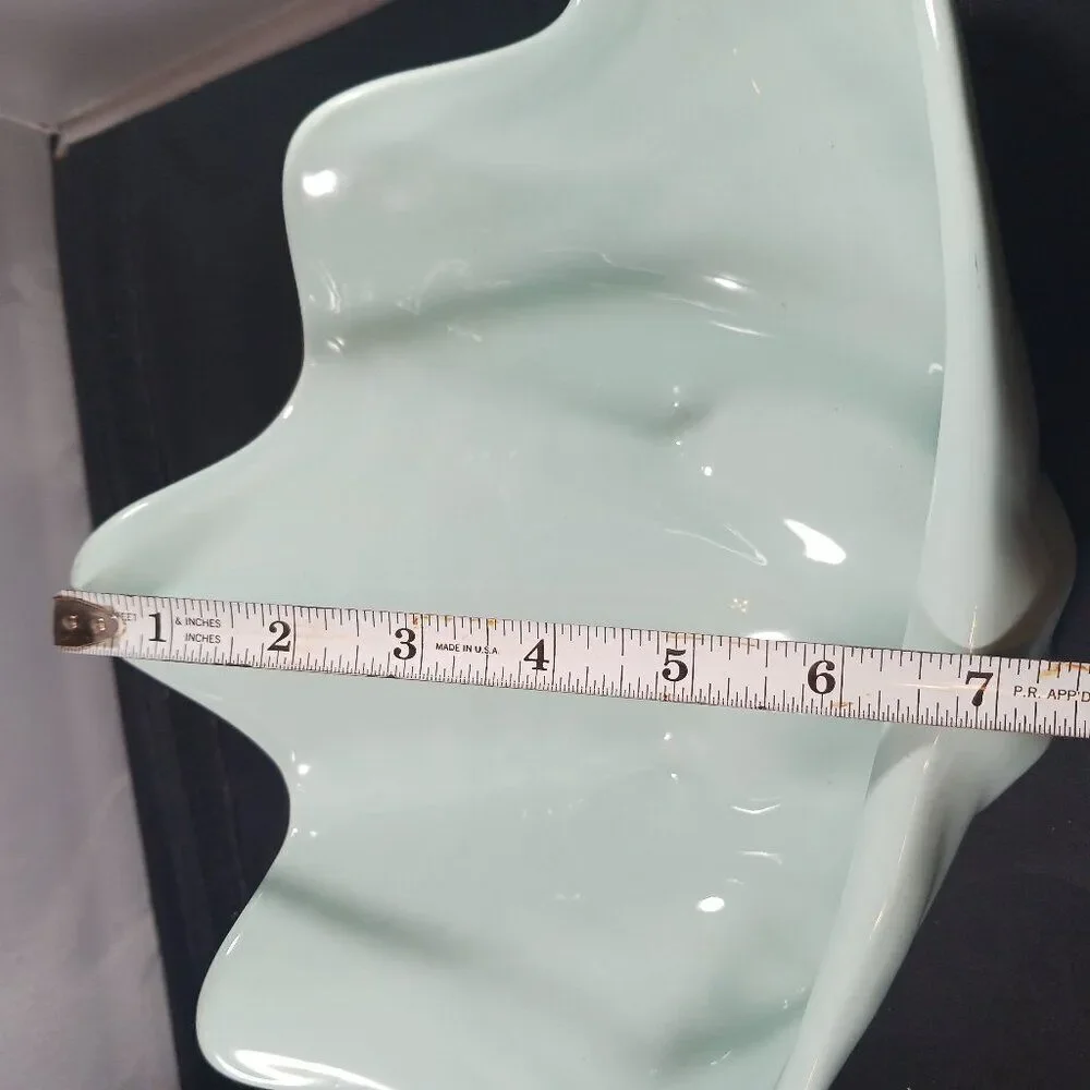 Vintage HALL Pottery Mid Century Light Blue Shell Bowl